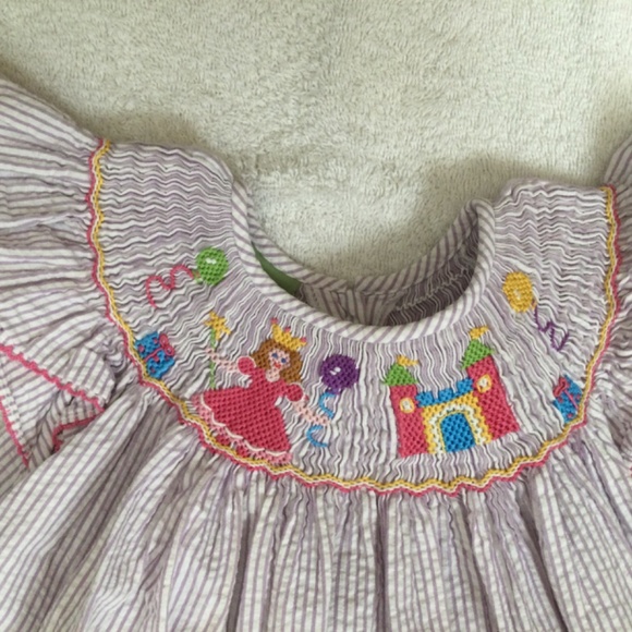 Smocked Cinderella and the Castle Dress, Size 4T - Picture 2 of 5